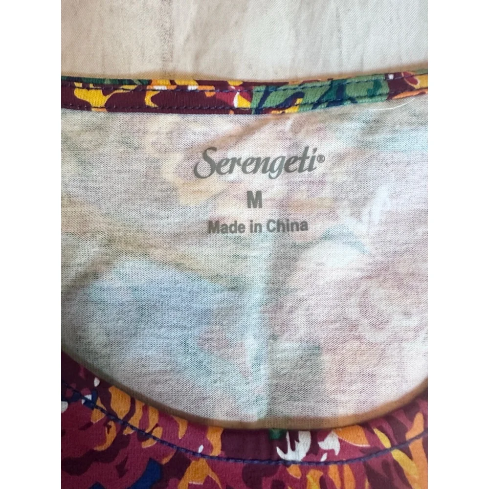 NWOT Women’s Medium Serengeti 3/4 Sleeve Floral Tunic Blouse Shirt